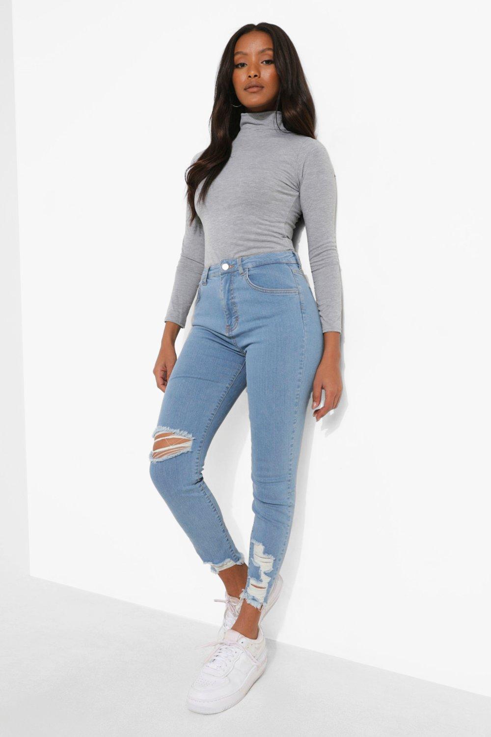 Petite Distressed Stretch Skinny Jeans